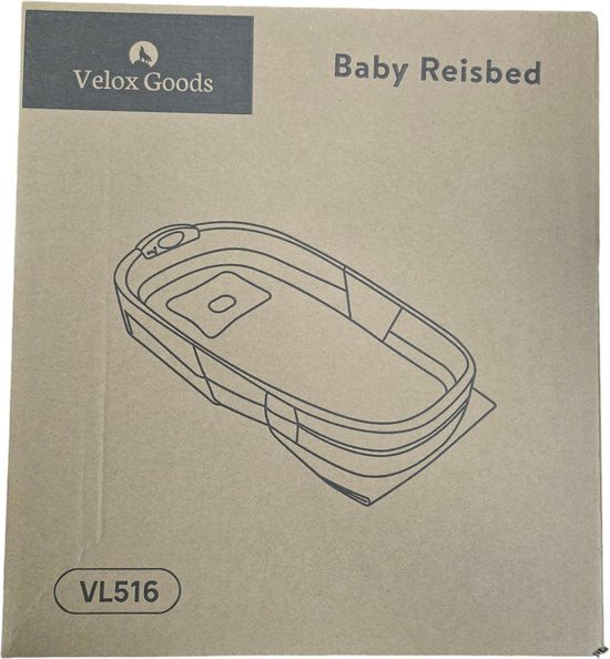 Velox Goods VL-516 Baby reisbed – Opvouwbaar reisbedje – Veilig & comfortabel – Voor pasgeborenen en baby’s – Grijs-Ilumina Benelux