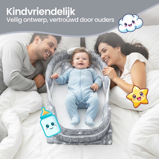 Velox Goods VL-516 Baby reisbed – Opvouwbaar reisbedje – Veilig & comfortabel – Voor pasgeborenen en baby’s – Grijs-Ilumina Benelux
