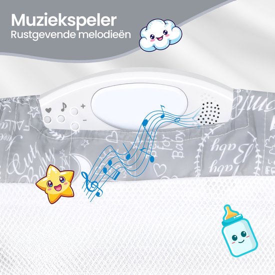 Velox Goods VL-516 Baby reisbed – Opvouwbaar reisbedje – Veilig & comfortabel – Voor pasgeborenen en baby’s – Grijs-Ilumina Benelux