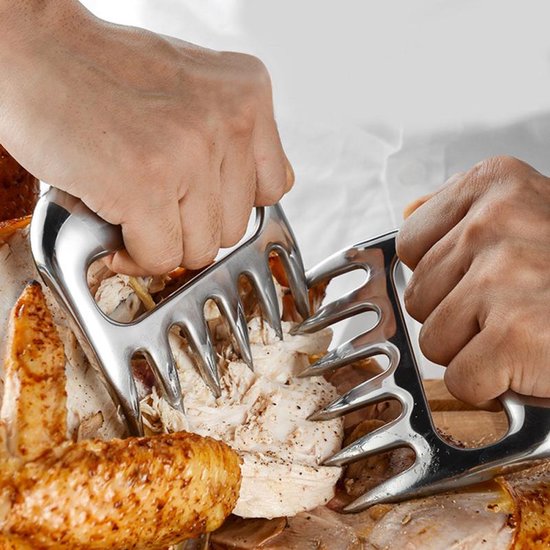 Vleesklauwen BBQ – RVS Bear Claws Vleesshredders – Voor Pulled Pork, Kip & Rundvlees – Keuken & Grill Accessoire – Zilver-Barbecuegereedschapset-Ilumina Benelux