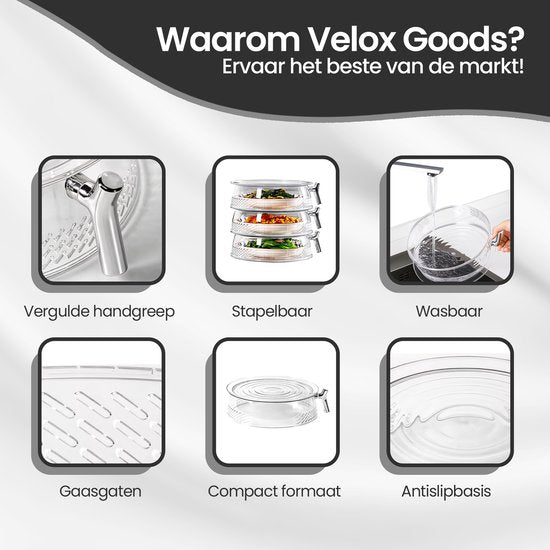 Vliegenkap voedselafdekking – Set van 3 – Anti-insect & warmtebehoud – Ø 25/30/35 cm – Inklapbaar wasbare mesh – Zwart-Stolp-Ilumina Benelux