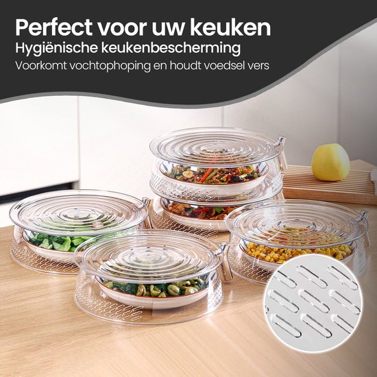 Vliegenkap voedselafdekking – Set van 3 – Anti-insect & warmtebehoud – Ø 25/30/35 cm – Inklapbaar wasbare mesh – Zwart-Stolp-Ilumina Benelux