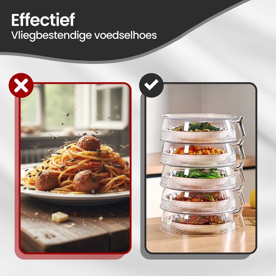 Vliegenkap voedselafdekking – Set van 3 – Anti-insect & warmtebehoud – Ø 25/30/35 cm – Inklapbaar wasbare mesh – Zwart-Stolp-Ilumina Benelux