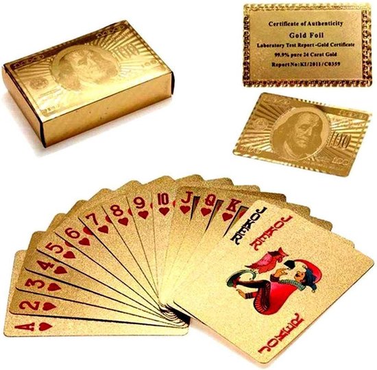 Waterdichte speelkaarten – 54-delige pokerkaarten set – 24K verguld – PVC kaartspel – Goud-Kaartspel-Ilumina Benelux