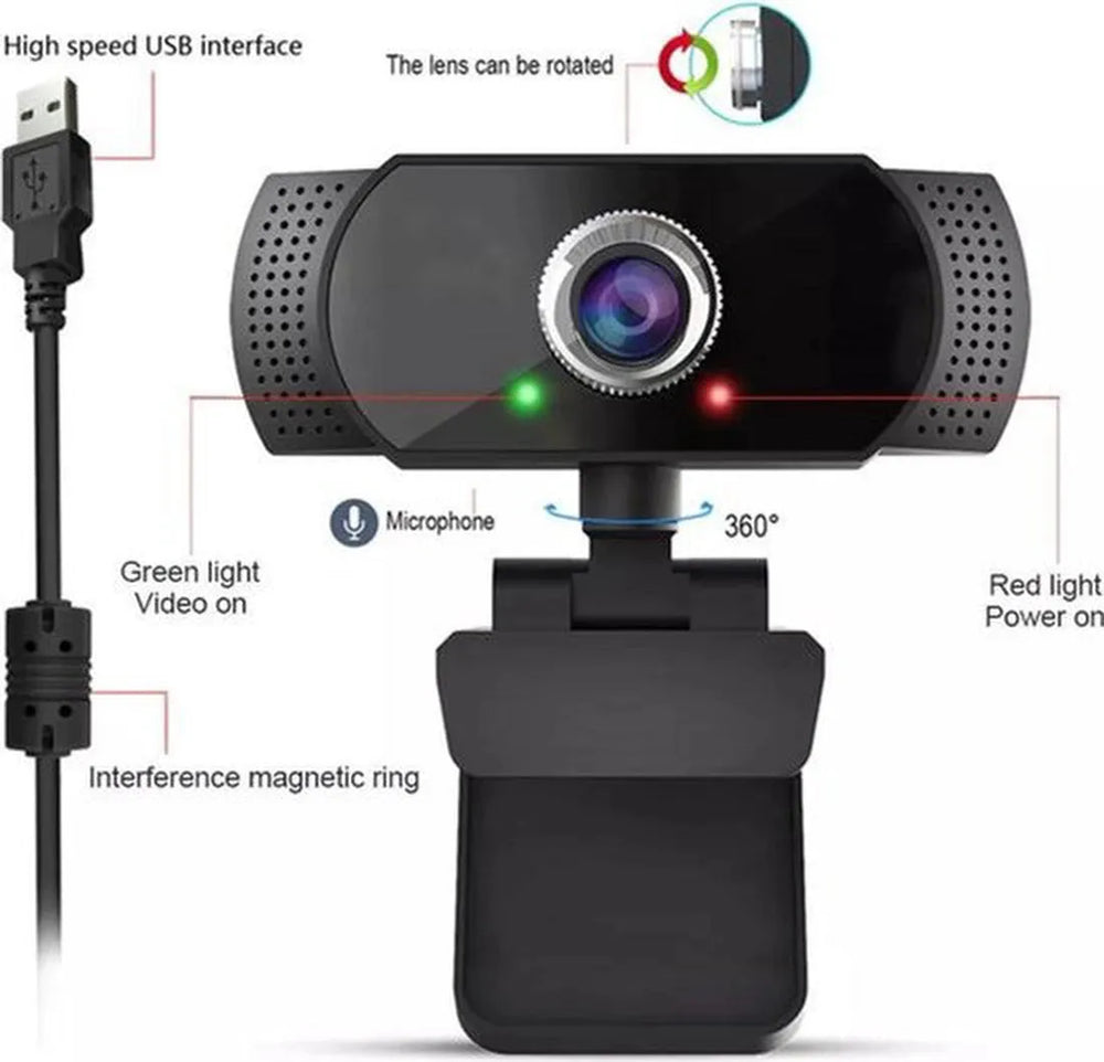 Webcam PC – 720P HD – Microfoon met ruisonderdrukking – Plug & Play – Voor laptop en desktop-Ilumina Benelux