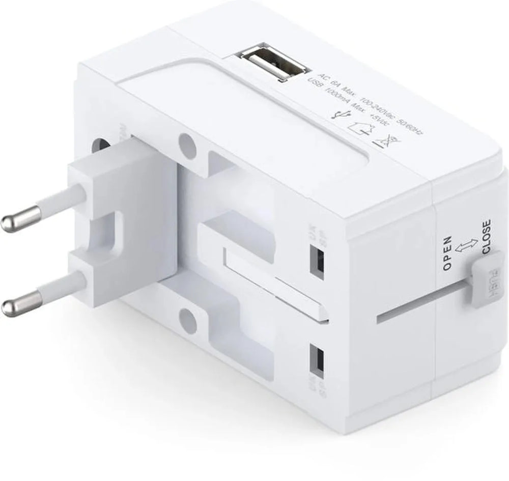 Wereldstekker Adapter – Internationale Reisadapter 150+ Landen – USA UK EU AU Azië Afrika Zuid-Amerika – Wit-Ilumina Benelux