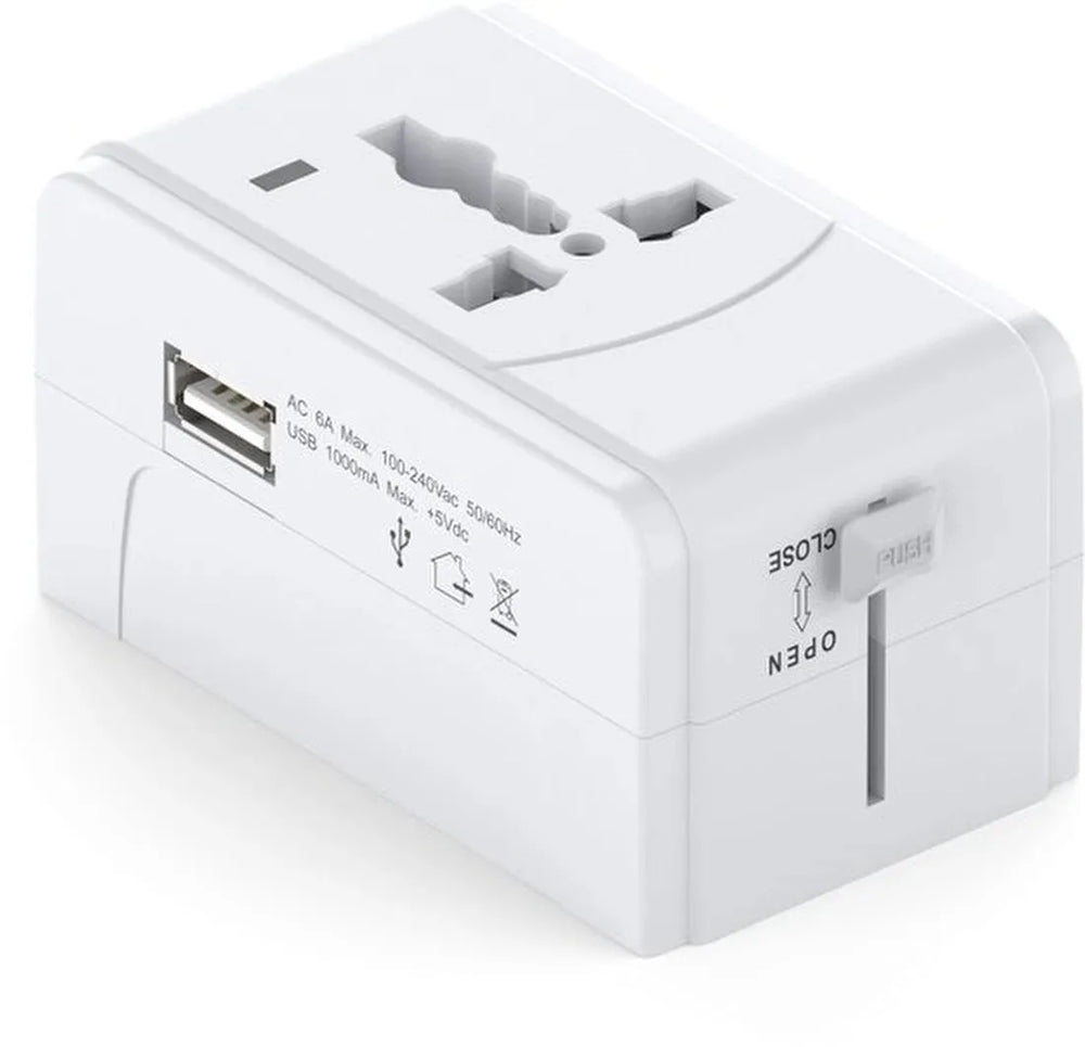 Wereldstekker Adapter – Internationale Reisadapter 150+ Landen – USA UK EU AU Azië Afrika Zuid-Amerika – Wit-Ilumina Benelux