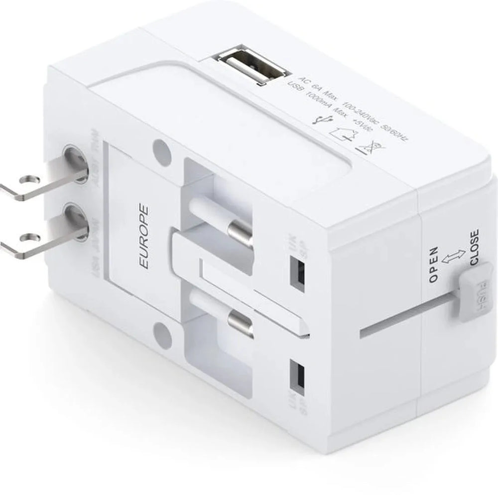 Wereldstekker Adapter – Internationale Reisadapter 150+ Landen – USA UK EU AU Azië Afrika Zuid-Amerika – Wit-Ilumina Benelux