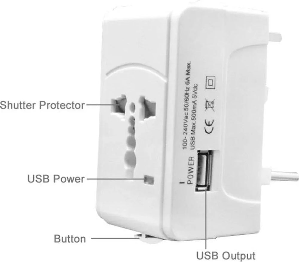 Wereldstekker Adapter – Internationale Reisadapter 150+ Landen – USA UK EU AU Azië Afrika Zuid-Amerika – Wit-Ilumina Benelux