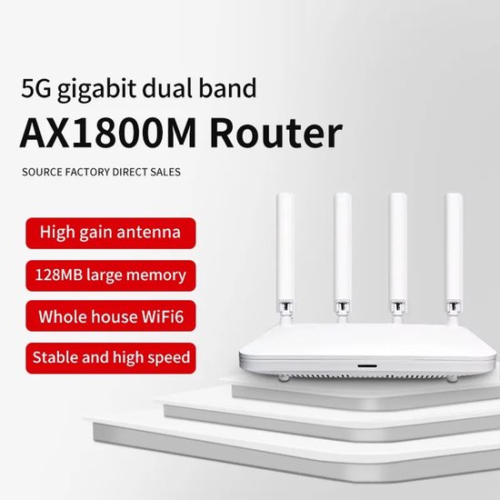 WiFi 6 Router – Dual-band 2,4/5 GHz – MU-MIMO + OFDMA – 1 WAN + 3 LAN Gigabit – 4 Antennes – Zwart-Router-Ilumina Benelux
