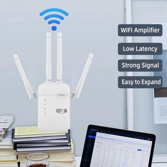 WiFi Extender – Dual Band 2.4/5GHz – 1200Mbps Range Extender – WPS Repeater – Voor Thuis & Buiten – Wit-Ilumina Benelux