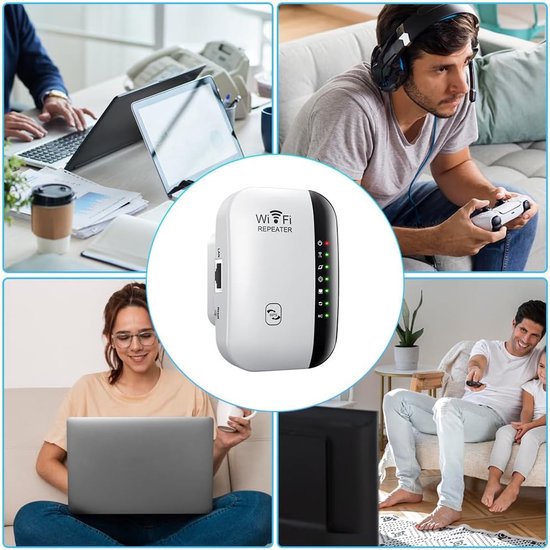 WiFi Extender – WiFi Versterker/Booster – Tot 2640 ft² Bereik – Internet Repeater – Wit-Ilumina Benelux