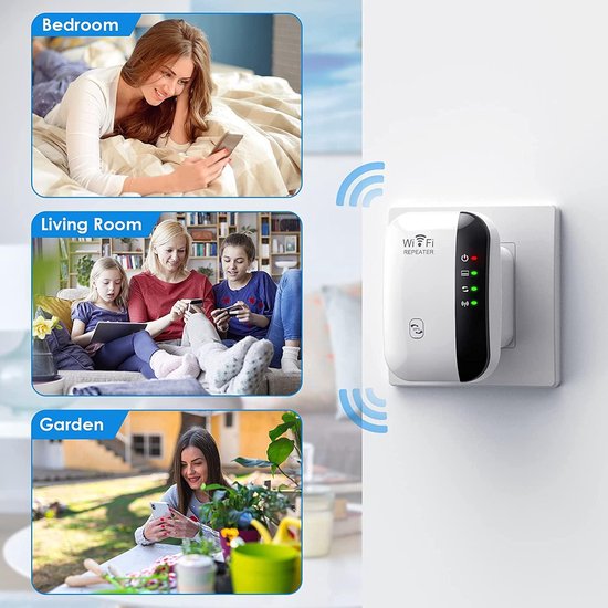 WiFi Extender – WiFi Versterker/Booster – Tot 2640 ft² Bereik – Internet Repeater – Wit-Ilumina Benelux