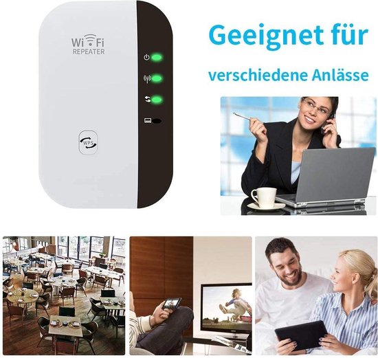 WiFi Repeater 300 Mbps – 2,4GHz Range Extender – Repeater/AP/WPS – LAN-poort – Voor groot huis, tuin of villa – Wit-Ilumina Benelux