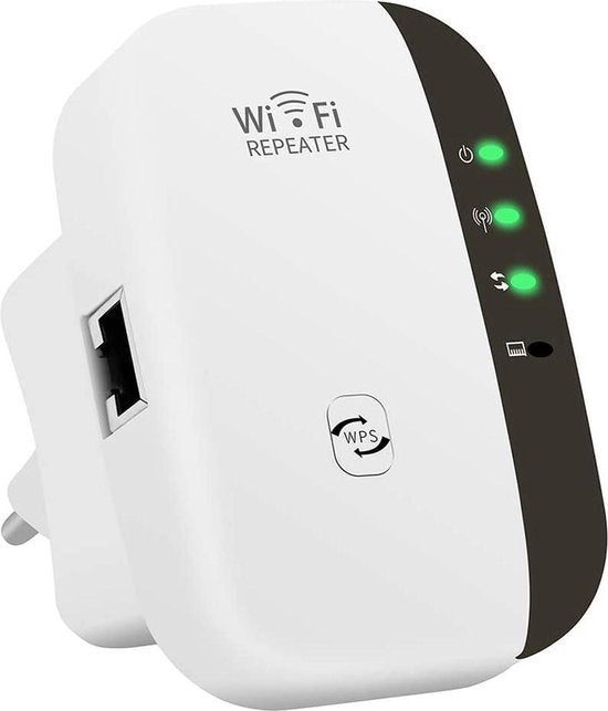WiFi Repeater 300 Mbps – 2,4GHz Range Extender – Repeater/AP/WPS – LAN-poort – Voor groot huis, tuin of villa – Wit-Ilumina Benelux