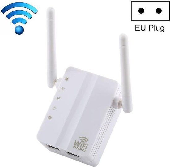 WiFi Repeater – 300 Mbps Range Extender 2,4 GHz – 2 Antennes – LAN Poort – 802.11n/b/g – Wit-Ilumina Benelux