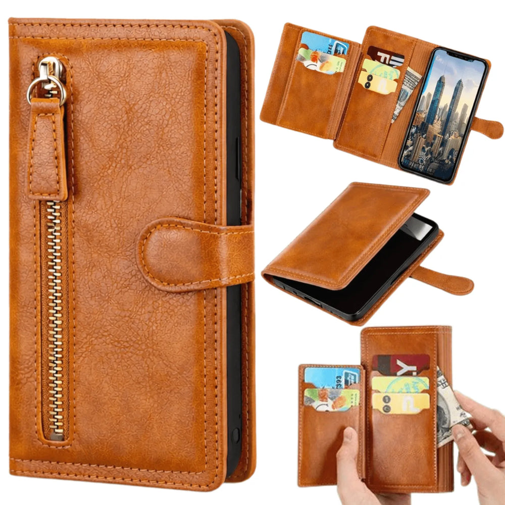 iPhone 16 Pro Max Hoesjes – Vintage Portemonnee Hoes – Pasjeshouder – Magneetsluiting – Lichtbruin-Ilumina Benelux