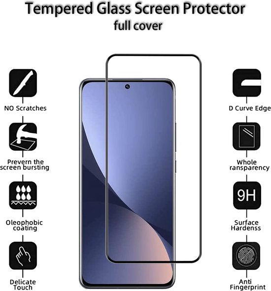 Xiaomi 12 / 12X Screenprotector Full Cover Screenprotector Gehard 9H – 12-Pack-Ilumina Benelux