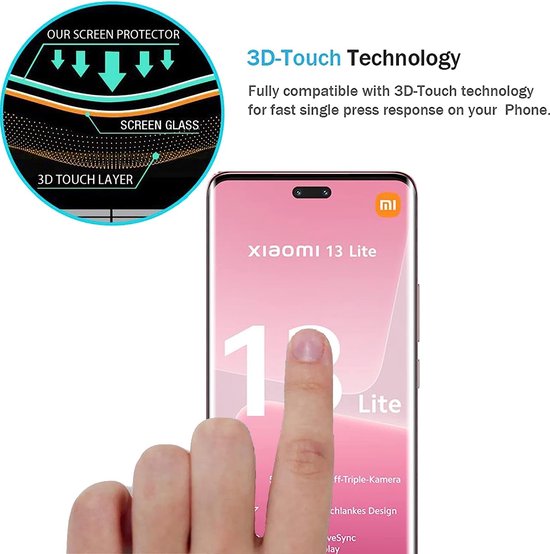 Xiaomi 13 Lite Screenprotector Full Cover – 9H Gehard Glas – 1-Pack-Ilumina Benelux