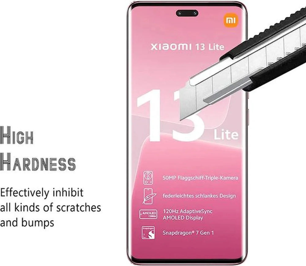 Xiaomi 13 Lite Screenprotector Full Cover Screenprotector Gehard 9H – 4-Pack-Ilumina Benelux