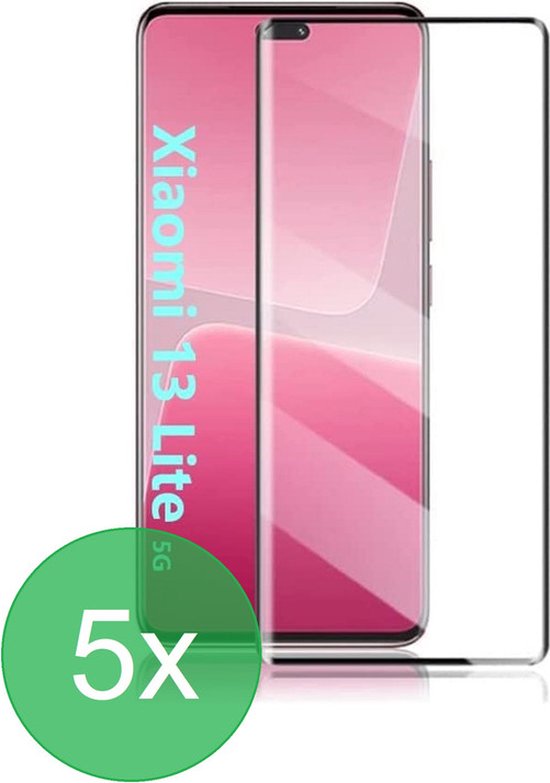 Xiaomi 13 Lite Screenprotector Full Cover Screenprotector Gehard 9H – 5-Pack-Ilumina Benelux