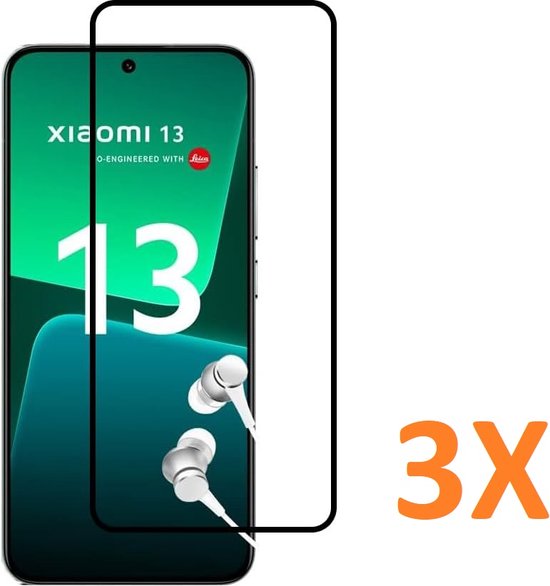 Xiaomi 13 Screenprotector Full Cover Gehard Glas 9H – Anti Kras – 3-Pack-Ilumina Benelux
