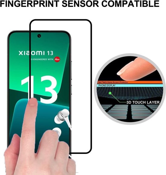 Xiaomi 13 Screenprotector Full Cover Screenprotector Gehard 9H – 2-Pack-Ilumina Benelux