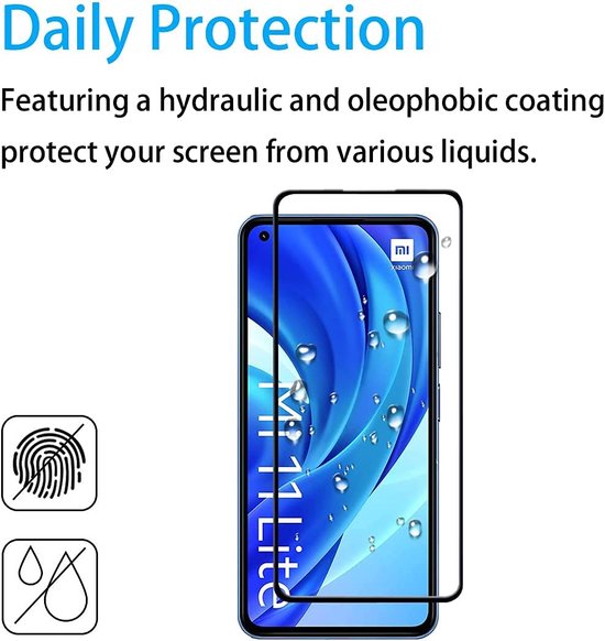 Xiaomi Mi 11 Lite 4G/5G Screenprotector Full Cover Screenprotector Gehard 9H – 2-Pack-Ilumina Benelux
