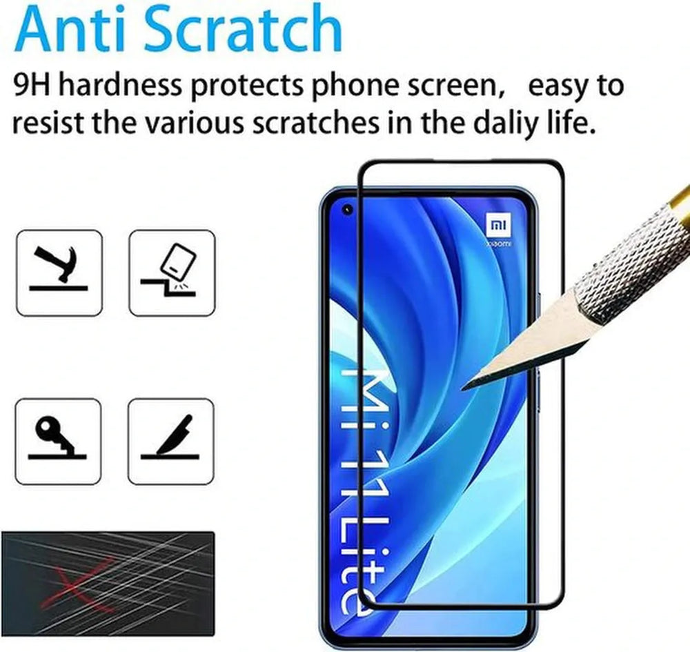 Xiaomi Mi 11 Lite 4G/5G Screenprotector Full Cover Screenprotector Gehard 9H – 3-Pack-Ilumina Benelux