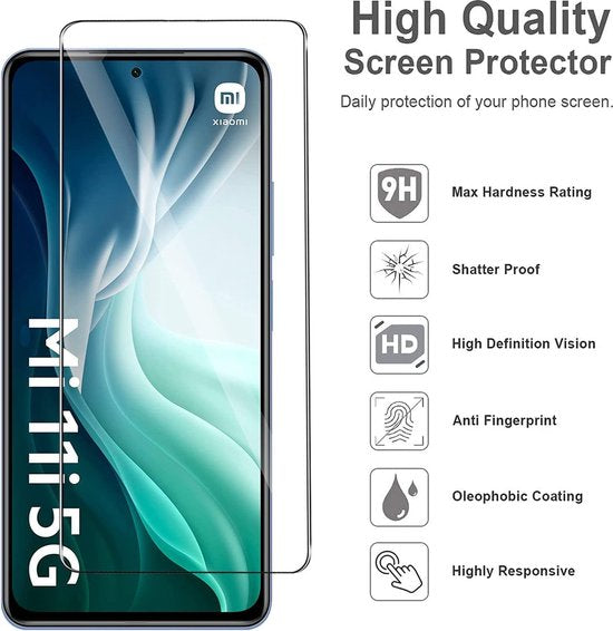 Xiaomi Mi 11i Screenprotector Gehard 9H – Anti-kras – 2-Pack Tempered Glas-Ilumina Benelux