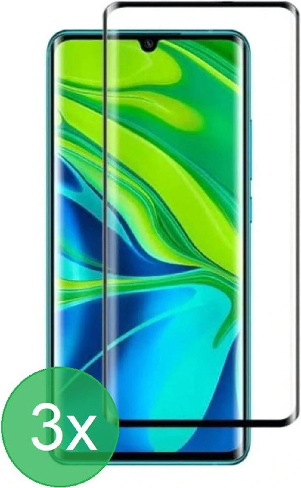 Xiaomi Mi Note 10 / Mi Note 10 Pro Screenprotector Full Cover – 9H Gehard Glas – 3-Pack-Ilumina Benelux
