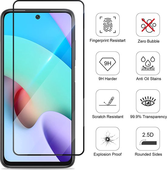 Xiaomi Redmi 10 4G Screenprotector Full Cover – 9H Gehard Glas – 4-Pack-Ilumina Benelux