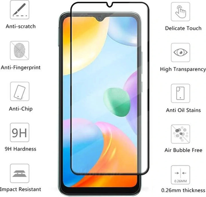 Xiaomi Redmi 10C & Poco C40 Screenprotector Full Cover Gehard Glas 9H – Anti-kras – 4-Pack-Ilumina Benelux