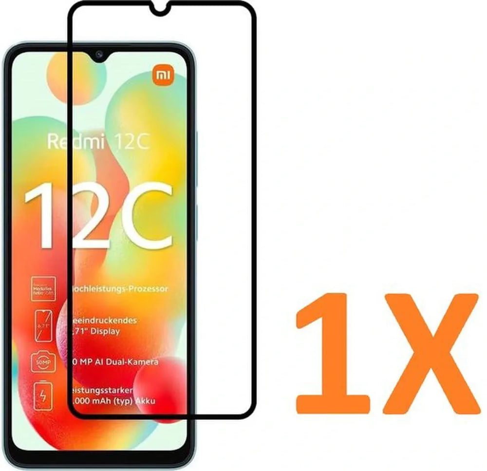Xiaomi Redmi 12C Screenprotector Full Cover – 9H Gehard Glas – Anti-Kras – Tempered Glas (1-Pack)-Ilumina Benelux