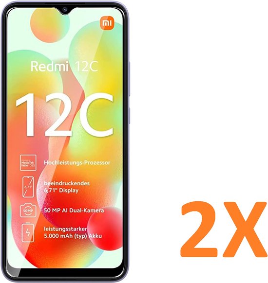 Xiaomi Redmi 12C Screenprotector Gehard 9H – Anti-kras – 2-Pack-Ilumina Benelux