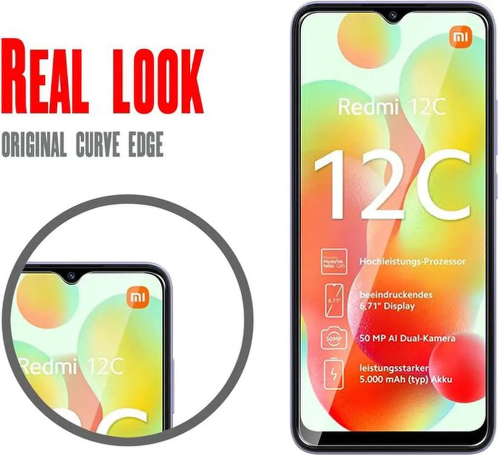 Xiaomi Redmi 12C Screenprotector Gehard 9H – Anti-kras – 3-Pack Tempered Glas-Ilumina Benelux
