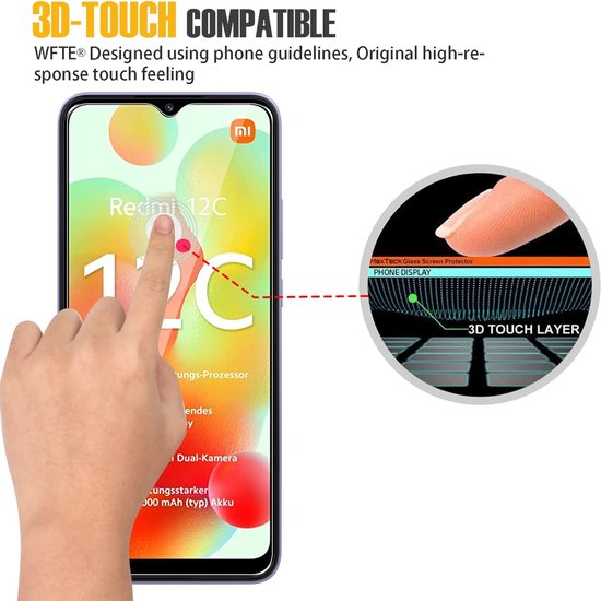 Xiaomi Redmi 12C Screenprotector Gehard 9H – Anti-kras – 3-Pack Tempered Glas-Ilumina Benelux