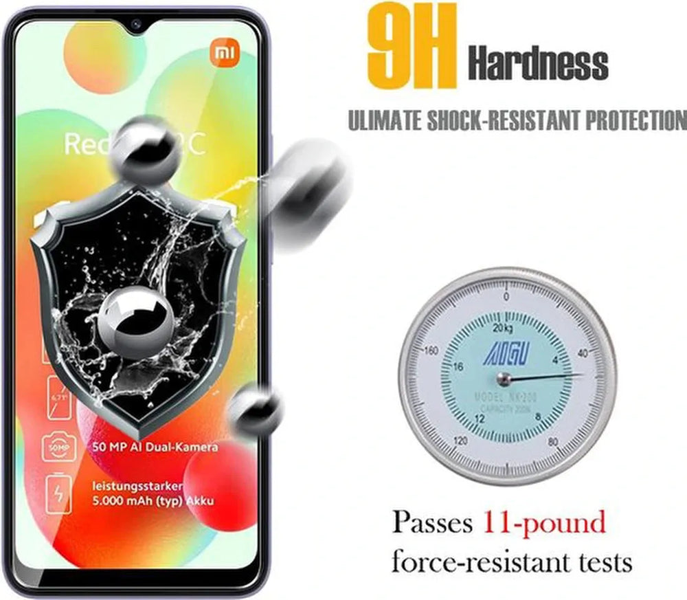 Xiaomi Redmi 12C Screenprotector Gehard 9H – Anti-kras – 3-Pack Tempered Glas-Ilumina Benelux