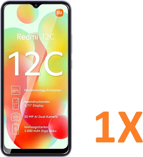 Xiaomi Redmi 12C Screenprotector Gehard 9H – Anti-kras – Tempered Glas – 1-Pack-Ilumina Benelux