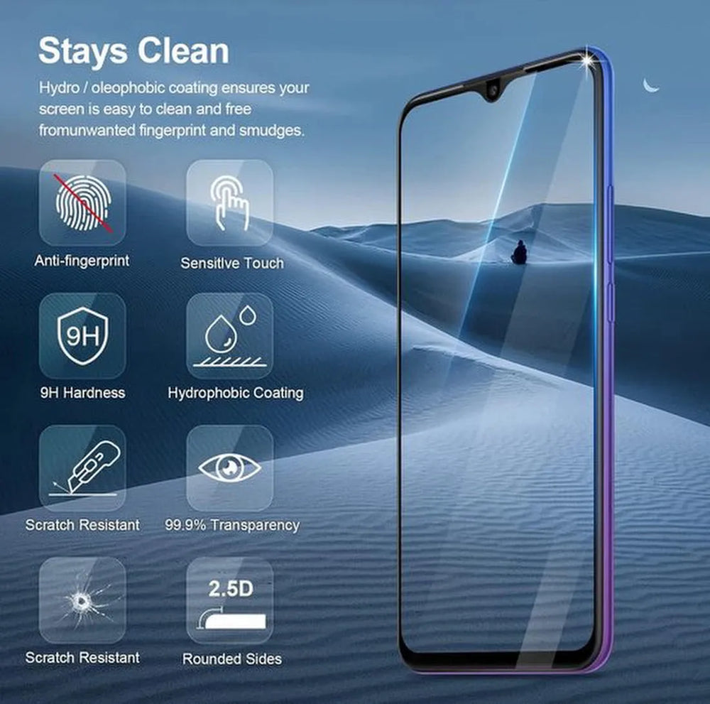 Xiaomi Redmi 9 Screenprotector Full Cover Screenprotector Gehard 9H – 2-Pack-Ilumina Benelux