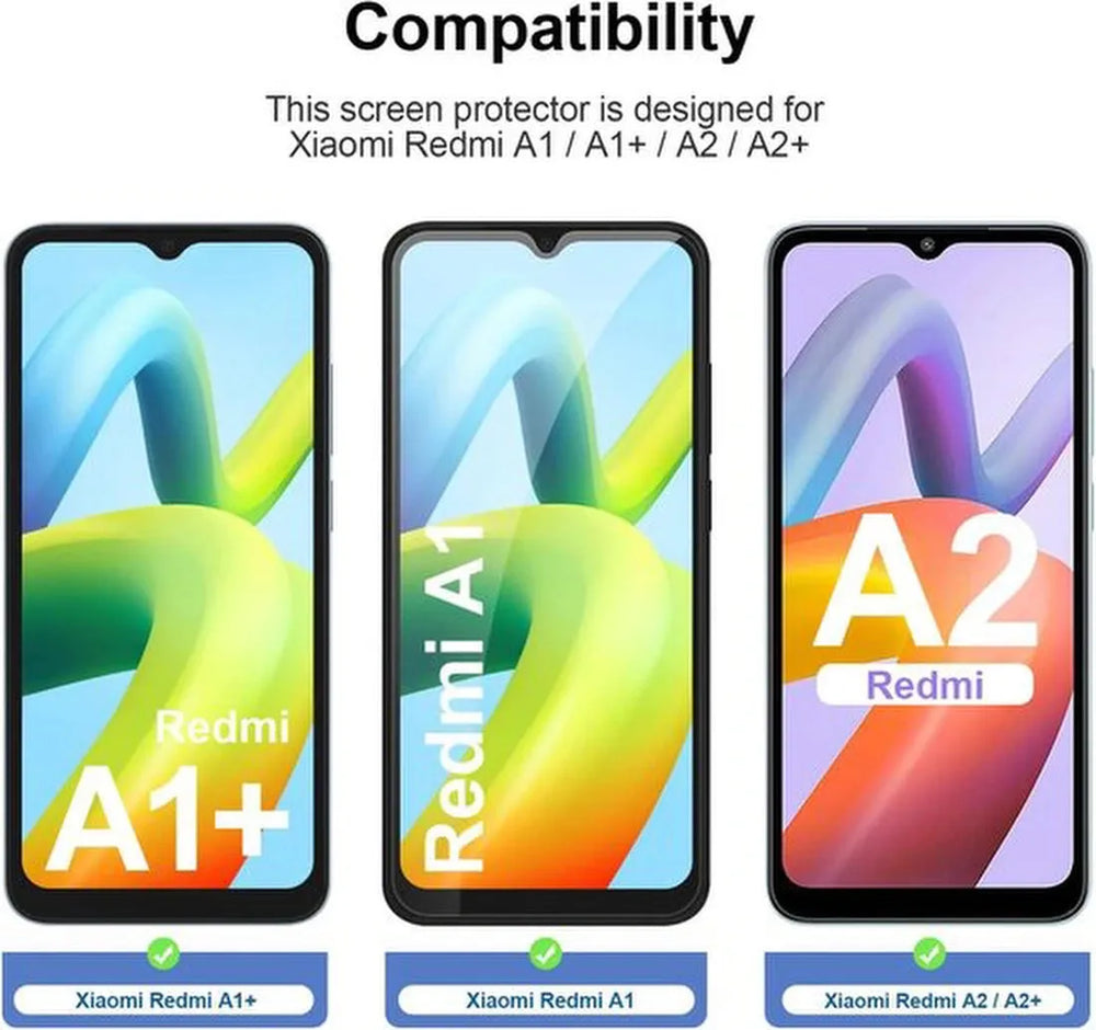 Xiaomi Redmi A1/A1+/A2/A2+ Screenprotector Gehard 9H – Anti-kras – 3-Pack-Ilumina Benelux