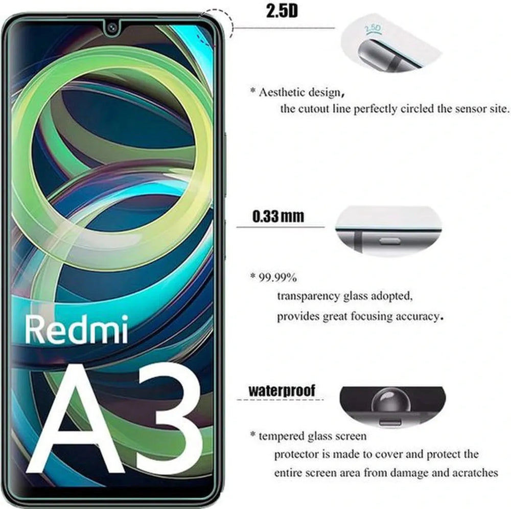 Xiaomi Redmi A3 Screenprotector Gehard 9H – Anti-kras – Tempered Glas – 1-Pack-Ilumina Benelux