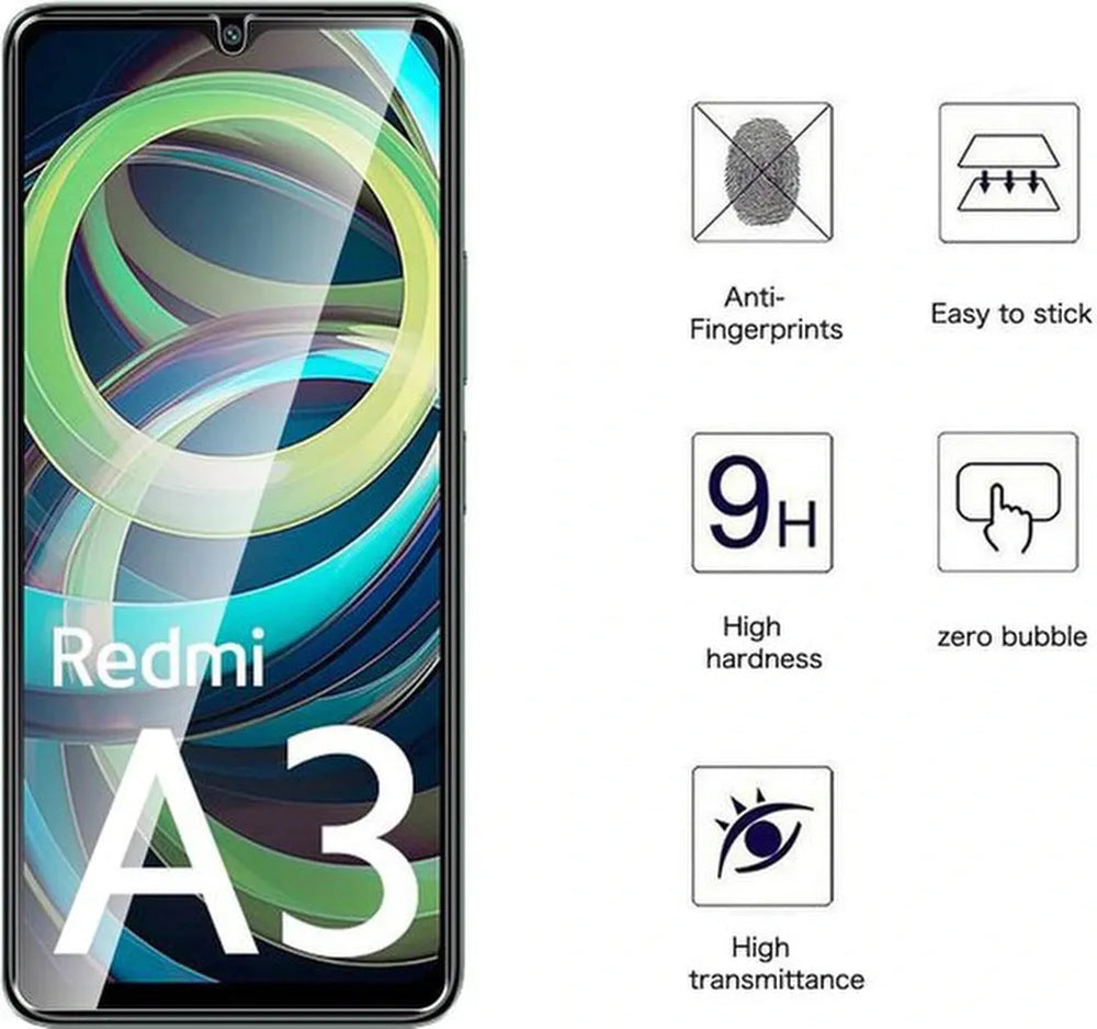 Xiaomi Redmi A3 Screenprotector Gehard 9H – Anti-kras – Tempered Glas – 1-Pack-Ilumina Benelux