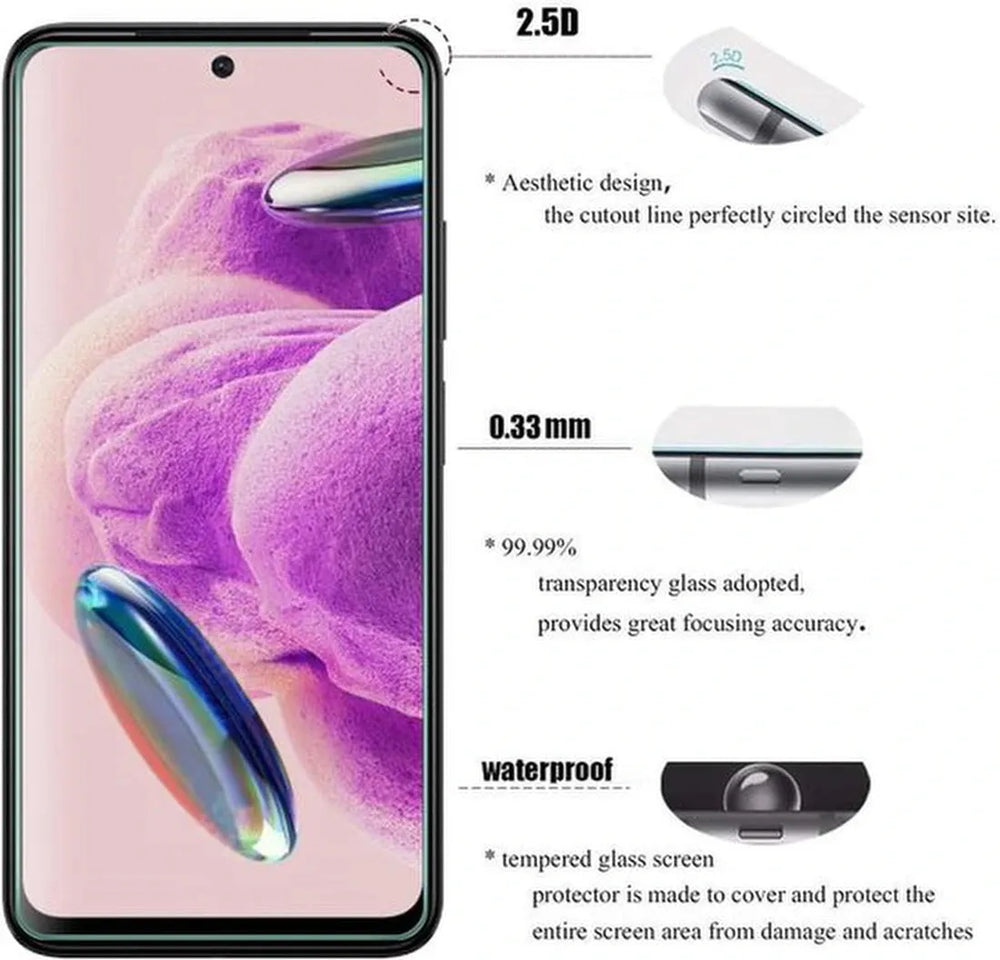 Xiaomi Redmi Note 12S Screenprotector Gehard 9H – Anti-kras – 1-Pack-Ilumina Benelux