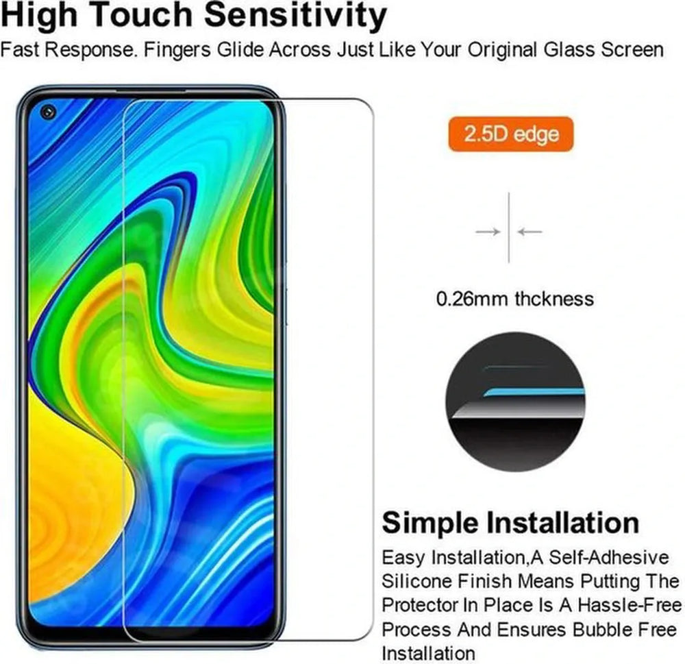 Xiaomi Redmi Note 9 Screenprotector Gehard 9H – Anti-kras – Tempered Glas – 2-Pack-Ilumina Benelux