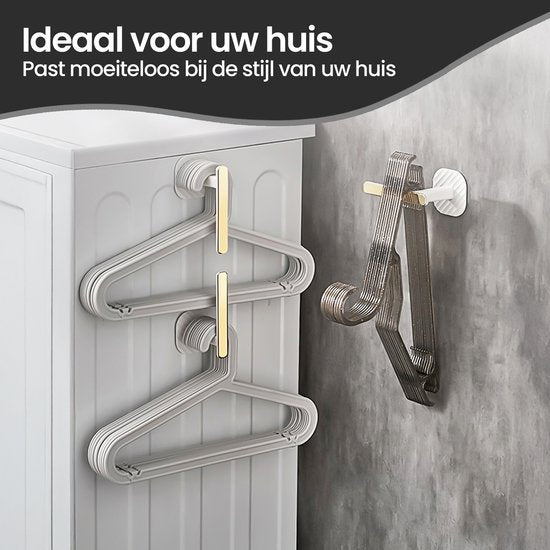 Zelfklevende wandhaak – Plakhaak zonder boren – Extra stevig 14,5 cm – Voor keuken badkamer gordijnen – Wit/Goud-Ilumina Benelux