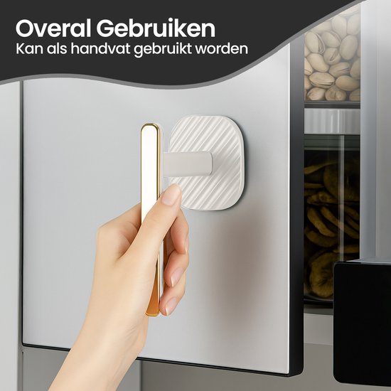 Zelfklevende wandhaak – Plakhaak zonder boren – Extra stevig 14,5 cm – Voor keuken badkamer gordijnen – Wit/Goud-Ilumina Benelux