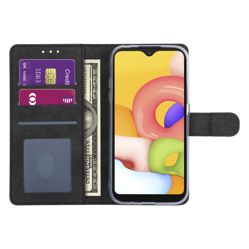 Zwart hoesje Samsung Galaxy A01 - Book Case - Kaarthouder (A015F)-Hoesjes-Ilumina Benelux