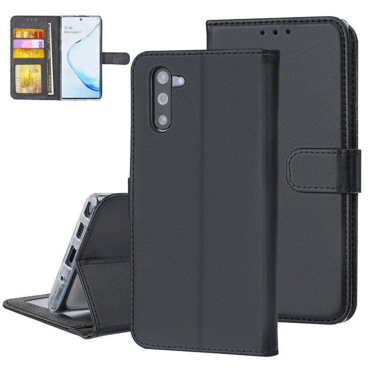 Zwart hoesje Samsung Galaxy Note 10 - Book Case - Pasjeshouder - Magneetsluiting (N970F)-Hoesjes-Ilumina Benelux