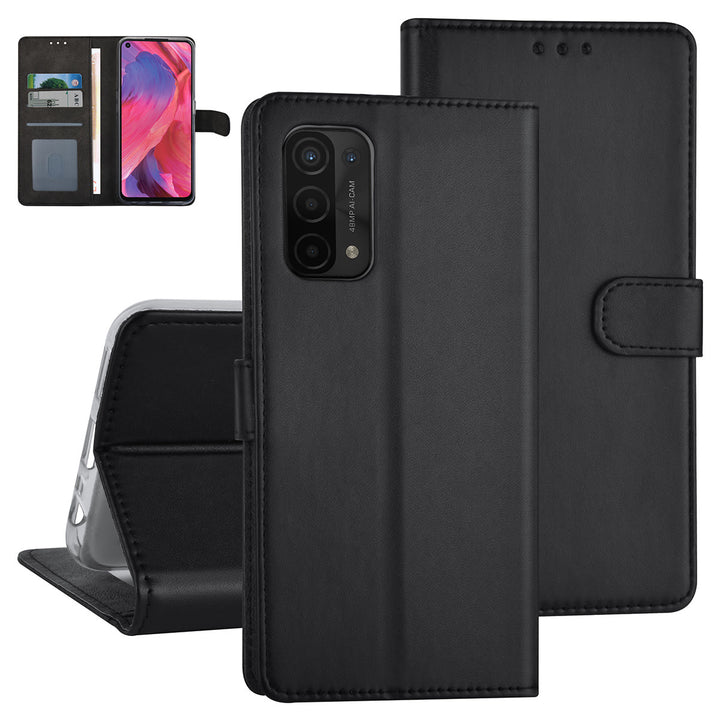 Zwart hoesje voor Oppo A74 5G & Oppo A54 5G - Book Case - Pasjeshouder - Magneetsluiting-Hoesjes-Ilumina Benelux